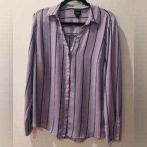 Worthington Lavender and Navy Striped Blouse